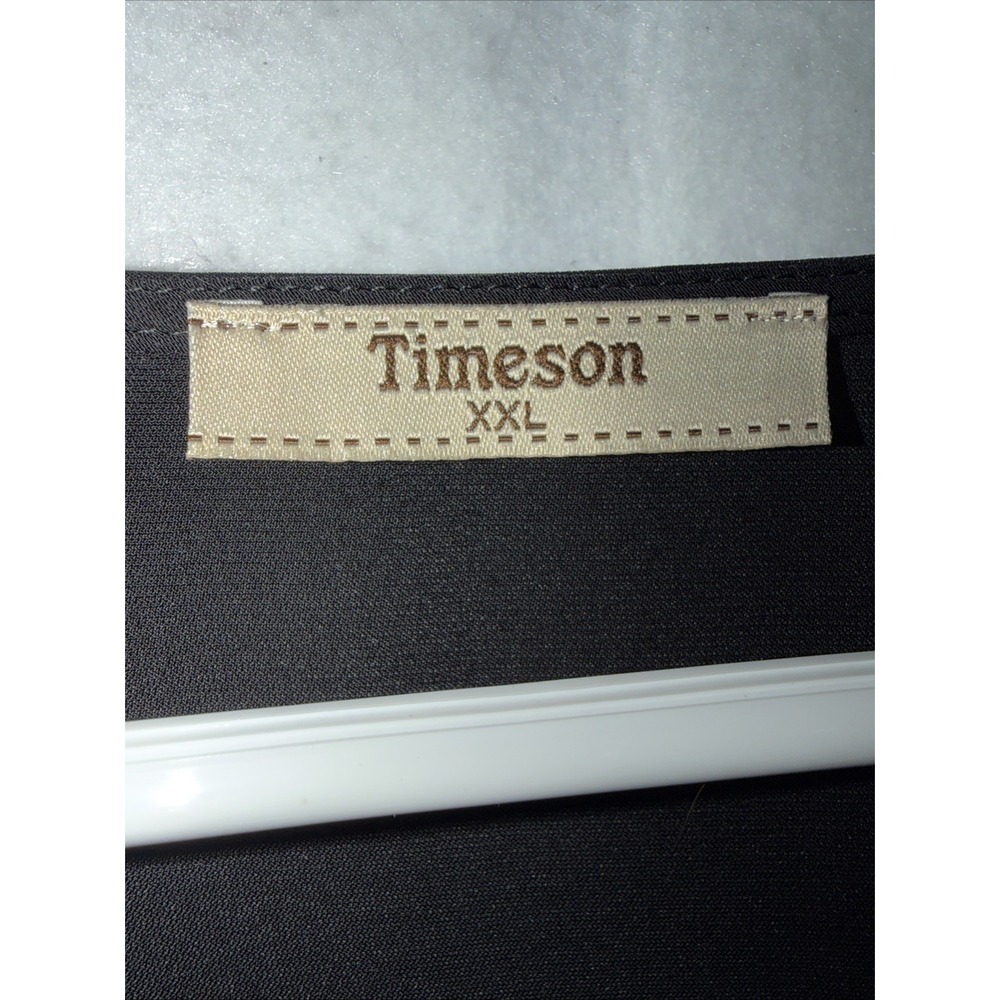 Timeson Black‎ Split V-Neck Short Sleeve Top Blouse Size 2XL